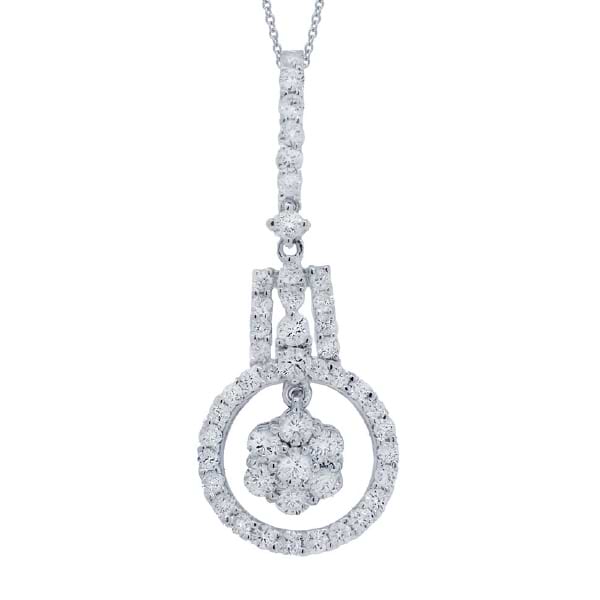 1.13ct 18k White Gold Diamond Pendant Necklace