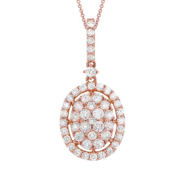 0.98ct 18k Rose Gold Diamond Pendant Necklace
