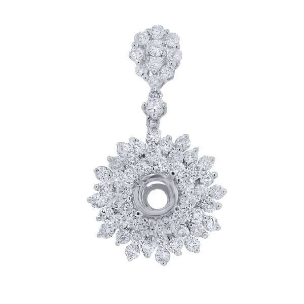 0.68ct 18k White Gold Diamond Semi-mount Pendant Necklace