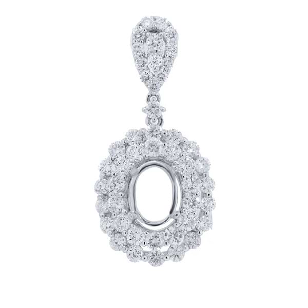 1.52ct 18k White Gold Diamond Semi-mount Pendant Necklace