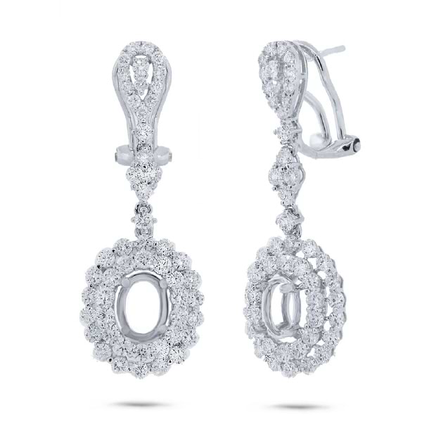 2.34ct 18k White Gold Diamond Semi-mount Earrings