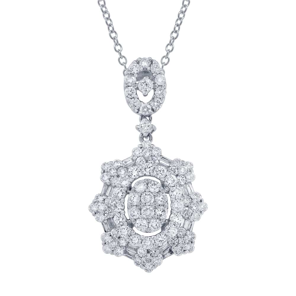 1.71ct 18k White Gold Diamond Pendant Necklace