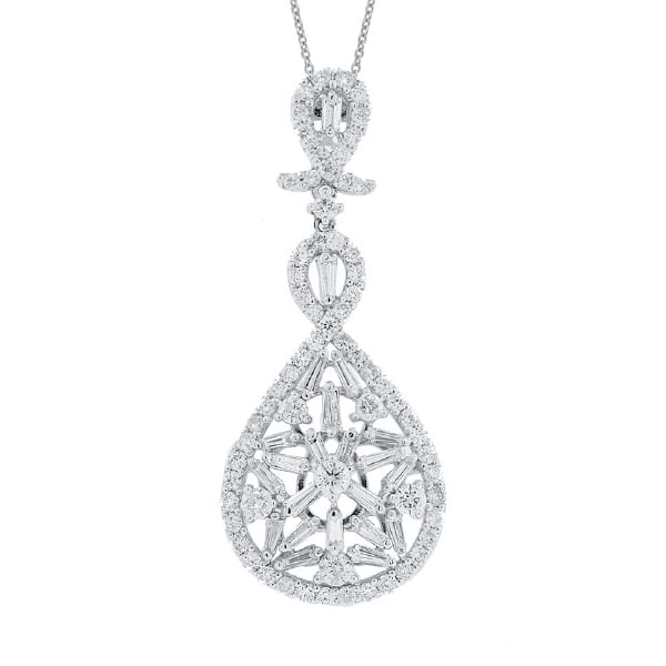 1.87ct 18k White Gold Diamond Pendant Necklace