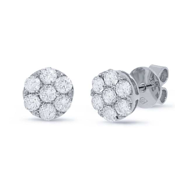 1.00ct 18k White Gold Diamond Cluster Stud Earrings