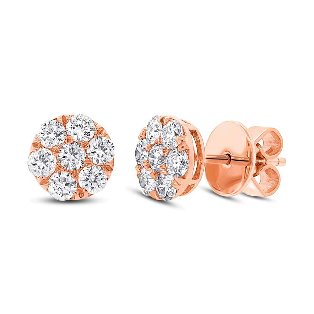 0.86ct 18k Rose Gold Diamond Cluster Stud Earrings