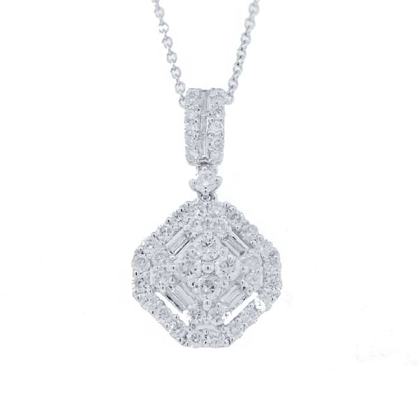 0.99ct 18k White Gold Diamond Pendant Necklace