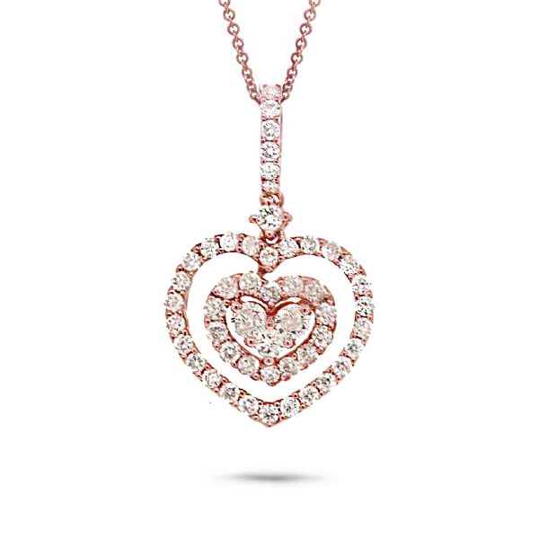 0.62ct 18k Rose Gold Diamond Heart Pendant Necklace
