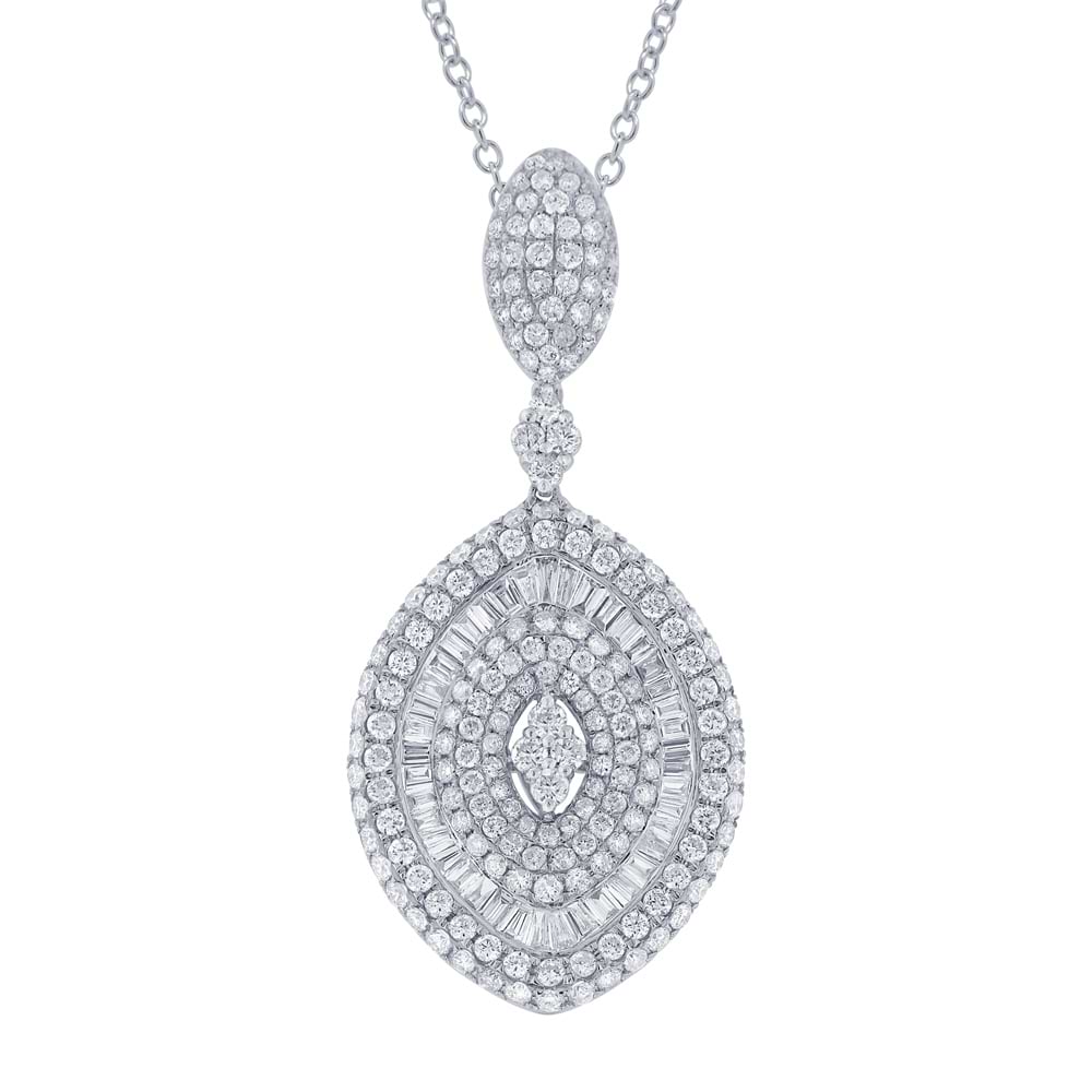 3.76ct 18k White Gold Diamond Pendant Necklace
