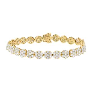 8.26ct 18k Yellow Gold Diamond Cluster Lady's Bracelet