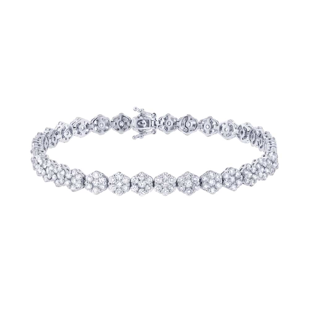6.55ct 18k White Gold Diamond Cluster Lady's Bracelet