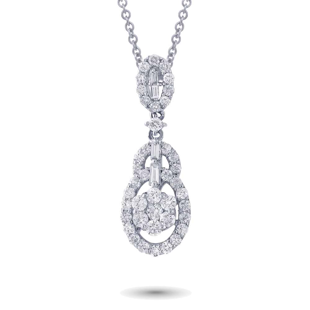0.84ct 18k White Gold Diamond Pendant Necklace