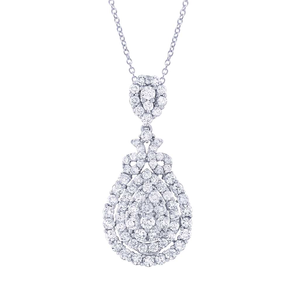1.96ct 18k White Gold Diamond Pendant Necklace