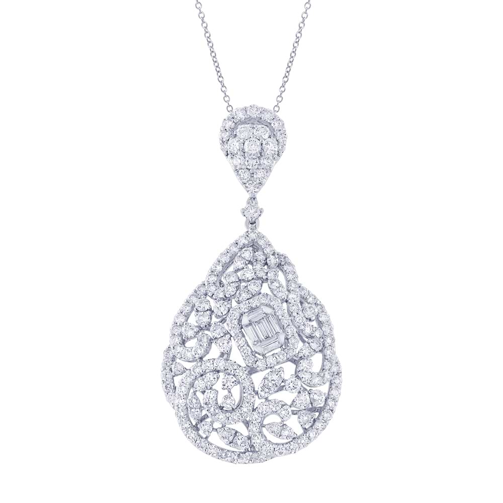 5.24ct 18k White Gold Diamond Pendant Necklace
