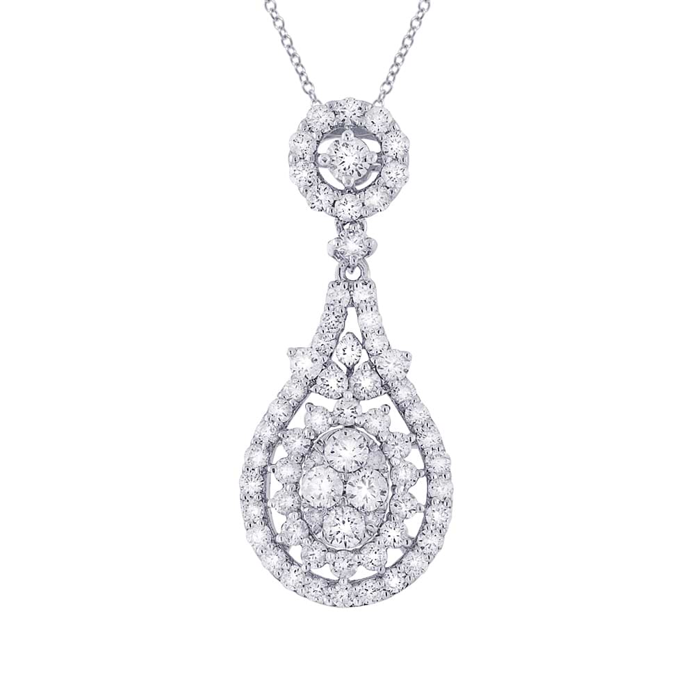 1.19ct 18k White Gold Diamond Pendant Necklace