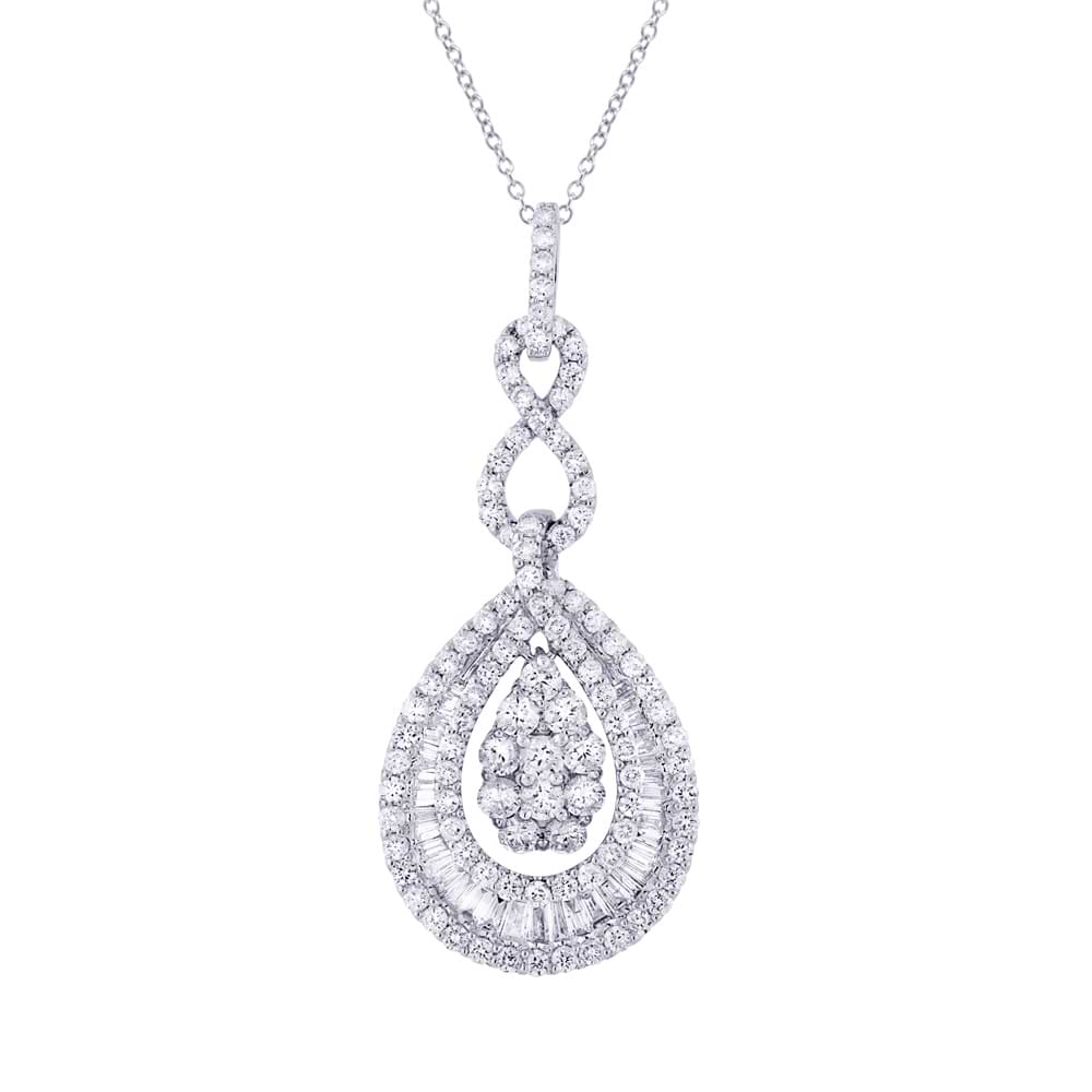 2.09ct 18k White Gold Diamond Pendant Necklace