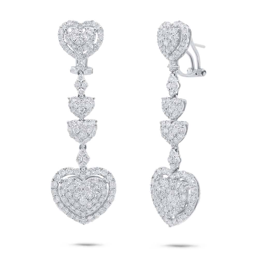 5.08ct 18k White Gold Diamond Heart Earrings