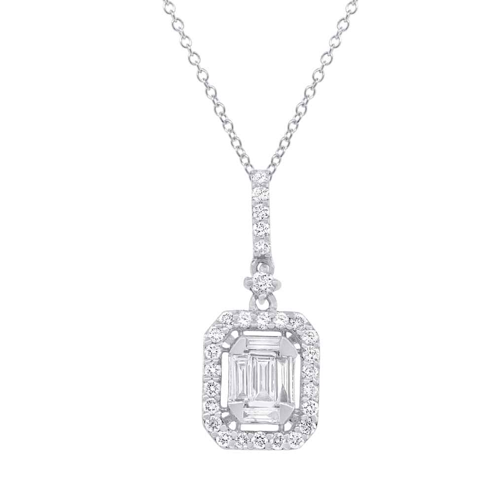 0.57ct 18k White Gold Diamond Baguette Pendant Necklace