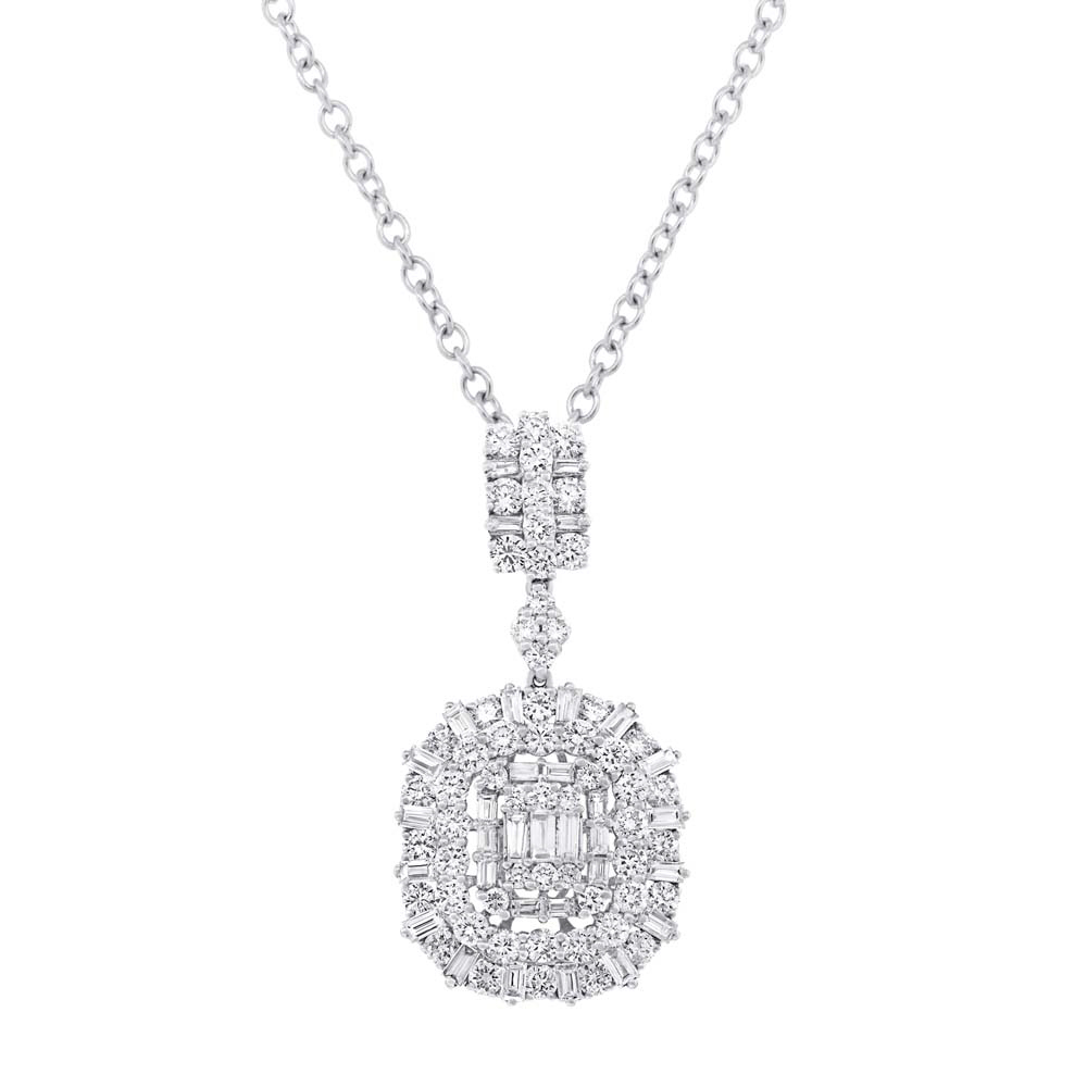 3.31ct 18k White Gold Diamond Pendant Necklace