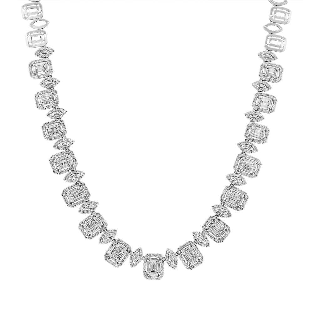 10.07 ct 18k White Gold Diamond Necklace