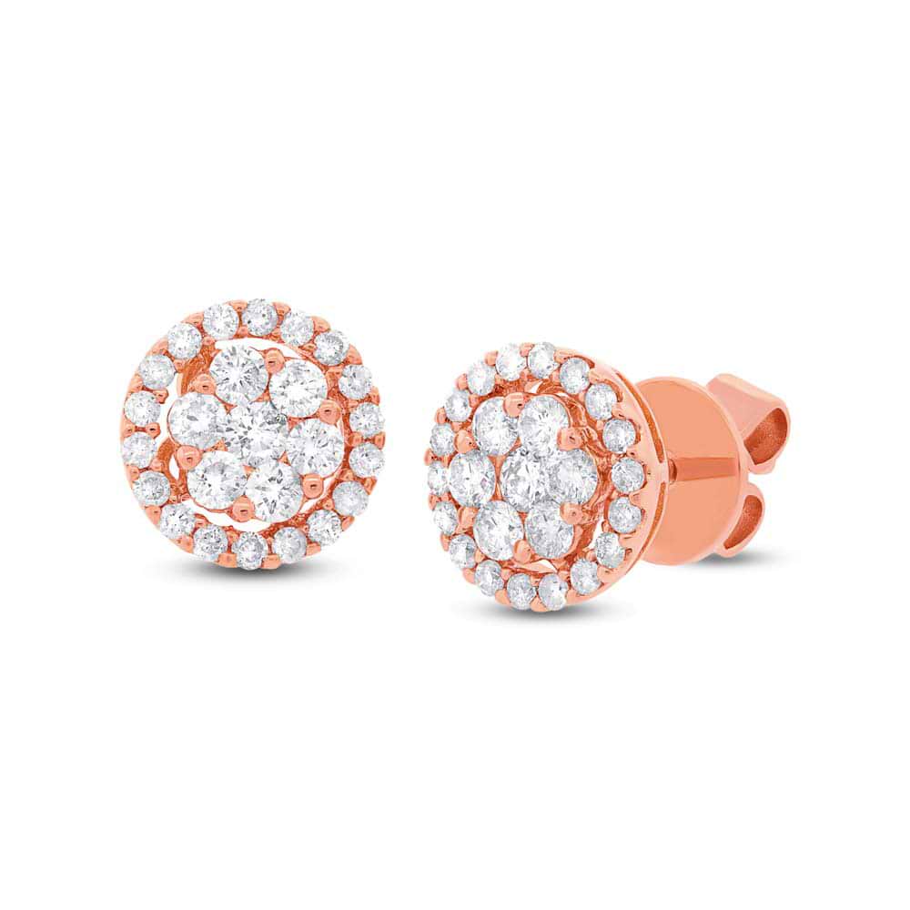 0.97ct 18k Rose Gold Diamond Cluster Stud Earrings