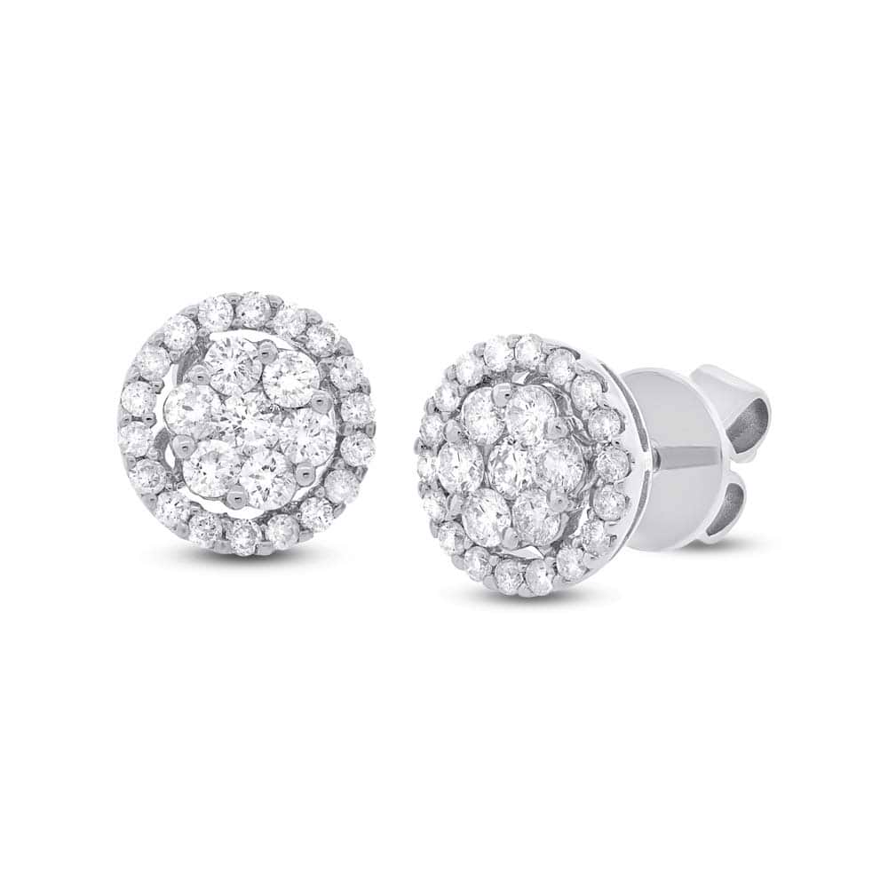 0.97ct 18k White Gold Diamond Cluster Stud Earrings