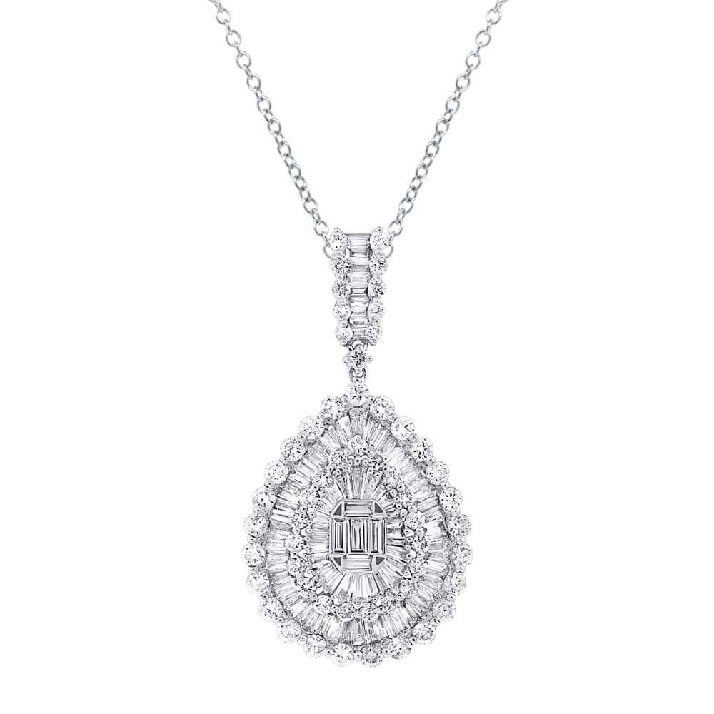 4.19ct 18k White Gold Diamond Pendant Necklace