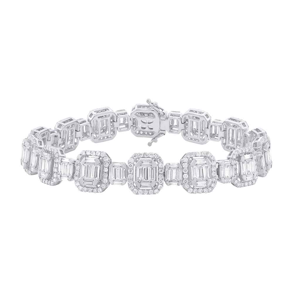 7.24ct 18k White Gold Diamond Baguette Bracelet