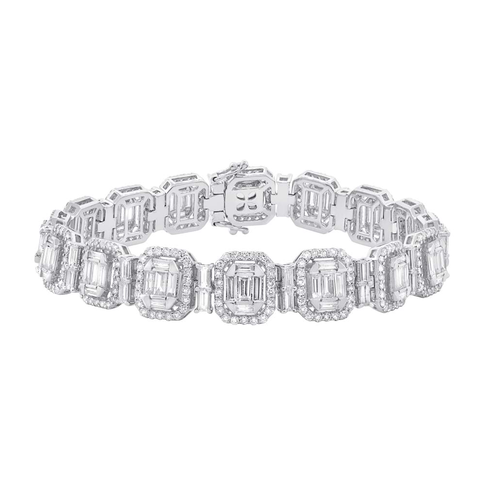 6.99ct 18k White Gold Diamond Baguette Bracelet