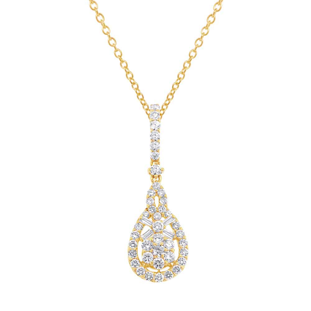 0.93ct 18k Yellow Gold Diamond Pendant Necklace