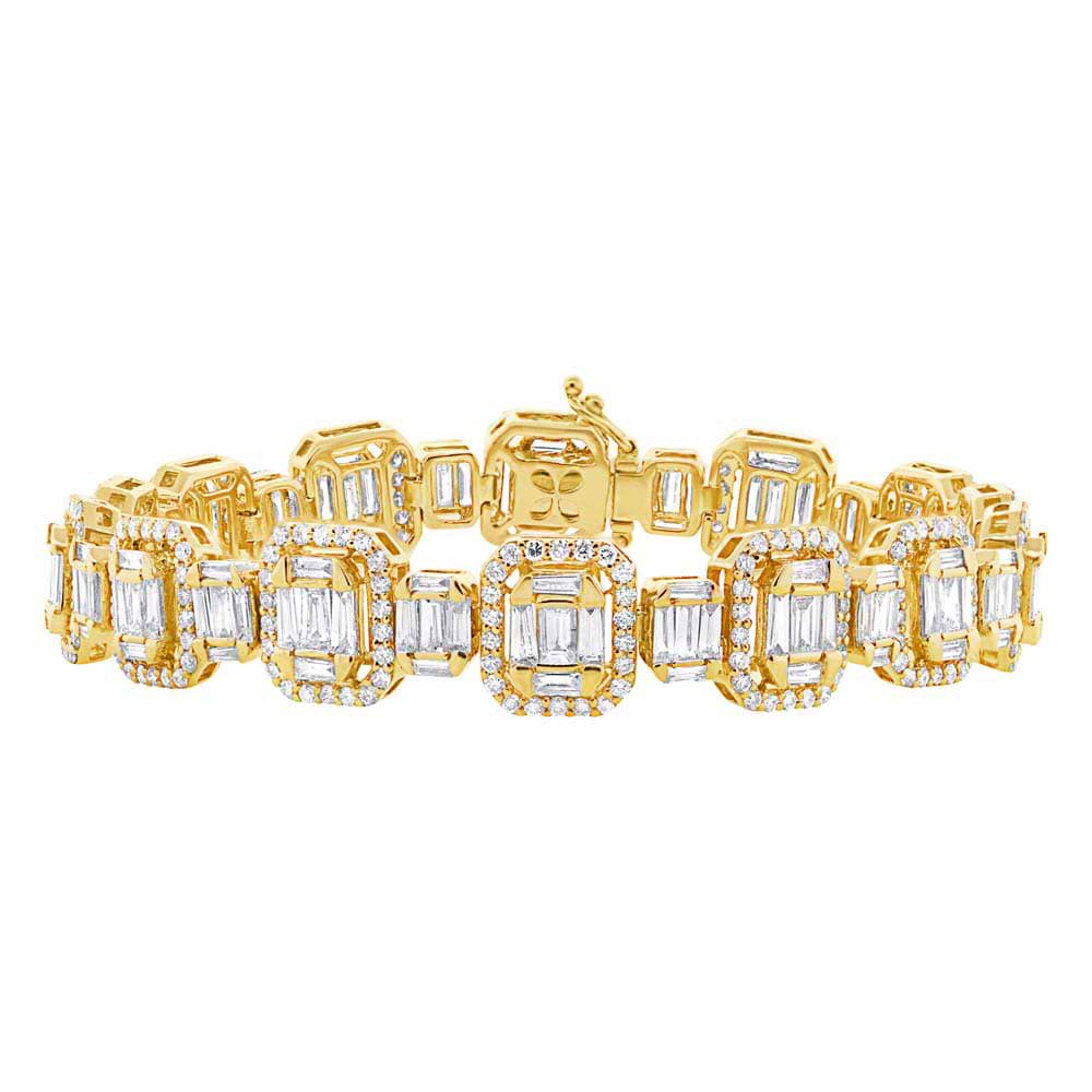 7.24ct 18k Yellow Gold Diamond Baguette Bracelet