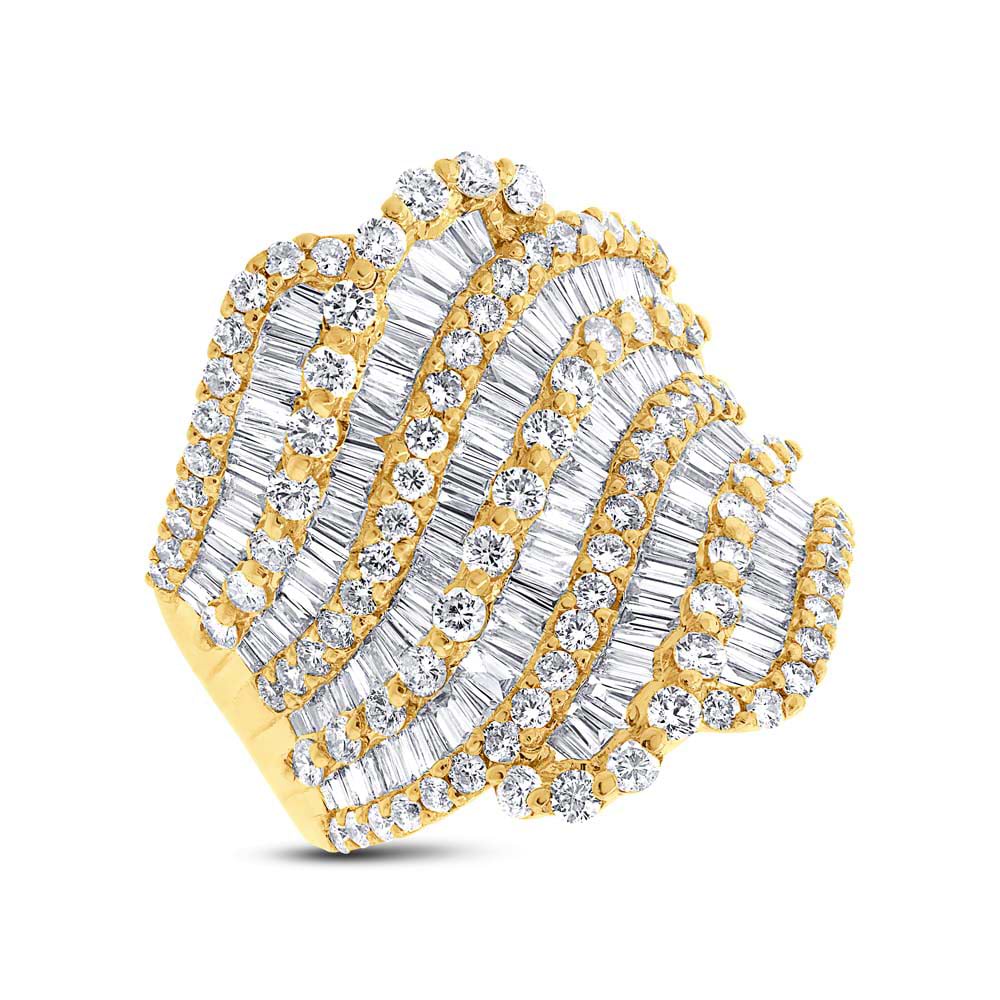 4.10ct 18k Yellow Gold Diamond Baguette Lady's Ring