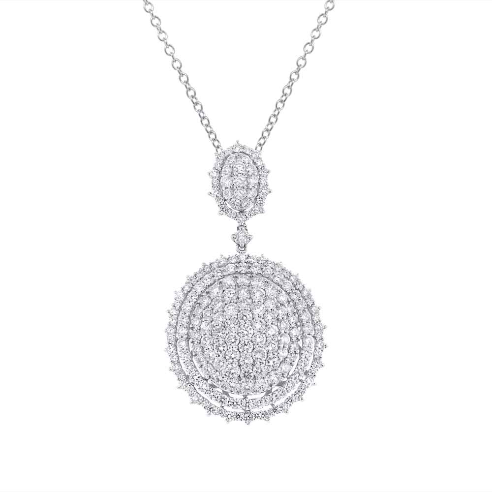 5.87ct 18k White Gold Diamond Pave Pendant Necklace