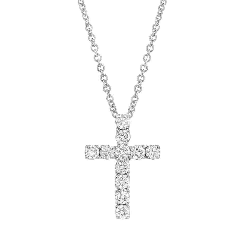0.67ct 18k White Gold Diamond Cross Pendant Necklace