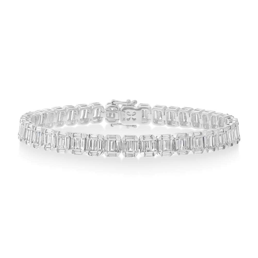 5.29CT 18k White Gold Diamond Baguette Bracelet