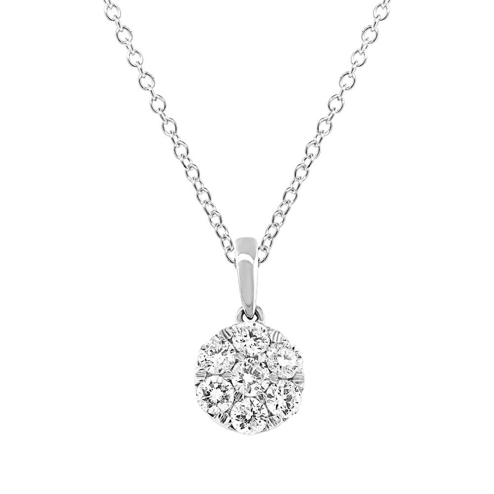 0.53ct 18k White Gold Diamond Cluster Pendant Necklace
