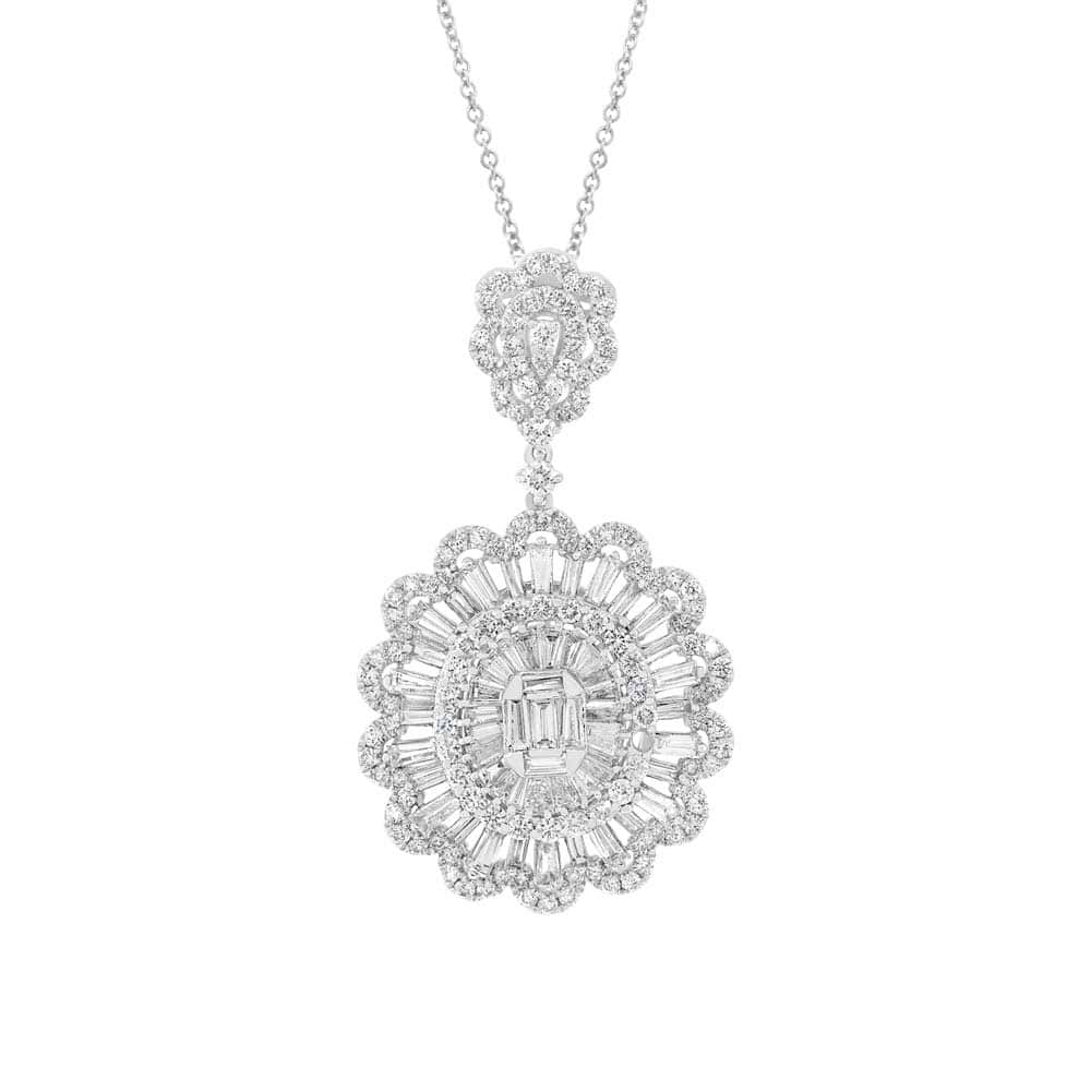 4.77ct 18k White Gold Diamond Pendant Necklace