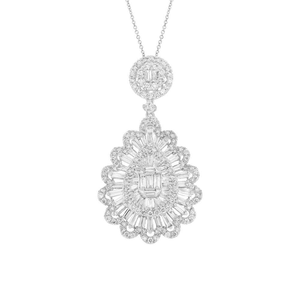 3.42ct 18k White Gold Diamond Pendant Necklace