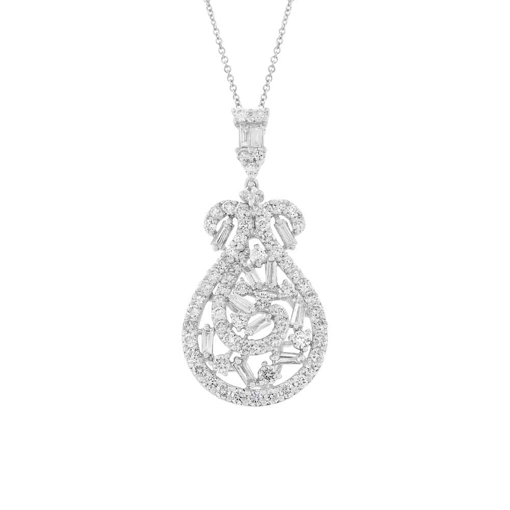2.03ct 18k White Gold Diamond Pendant Necklace
