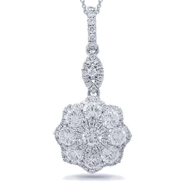 1.09ct 14k White Gold Diamond Pendant Necklace