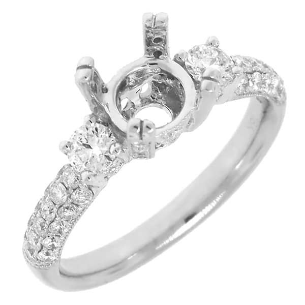 0.76ct 18k White Gold Diamond Semi-mount Ring