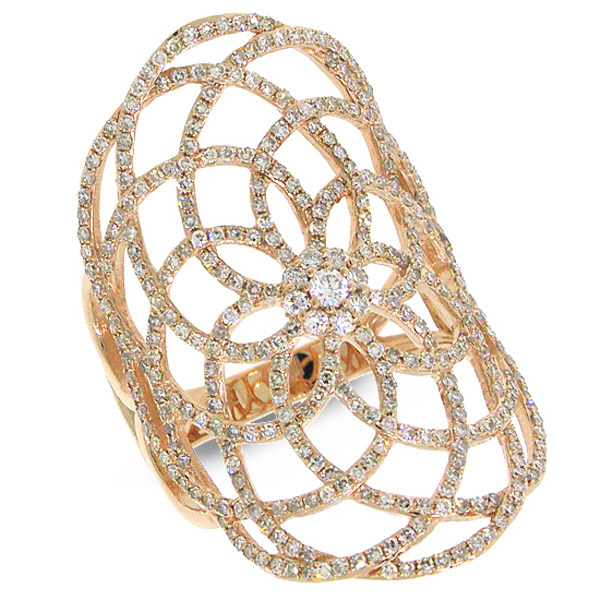 1.22ct 14k Rose Gold Diamond Lace Lady's Ring
