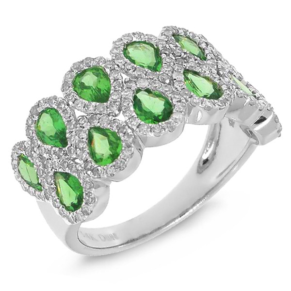 0.77ct Diamond & 1.78ct Green Garnet 14k White Gold Ring