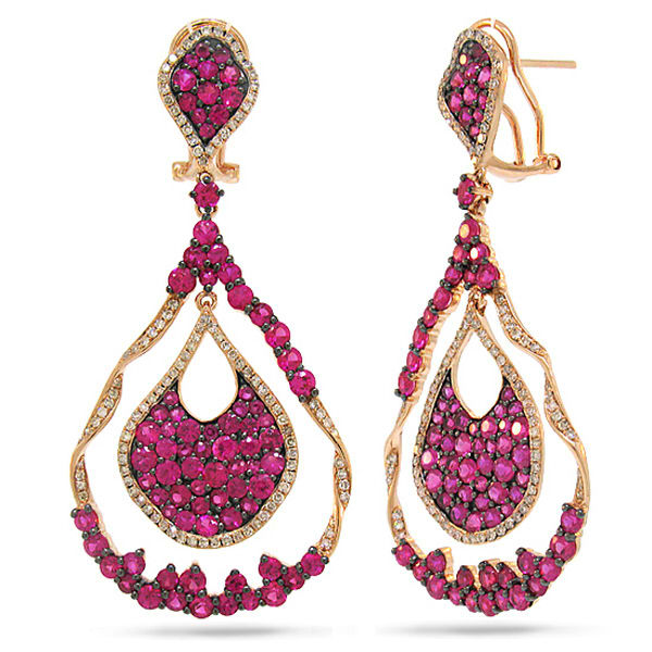 1.00ct Diamond & 7.57ct Pink Sapphire 14k Rose Gold Earrings