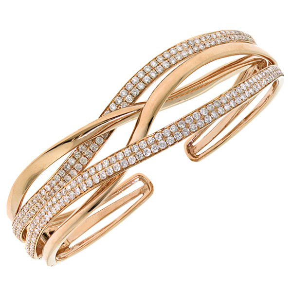 2.78ct 14k Rose Gold Diamond Bangle Bracelet