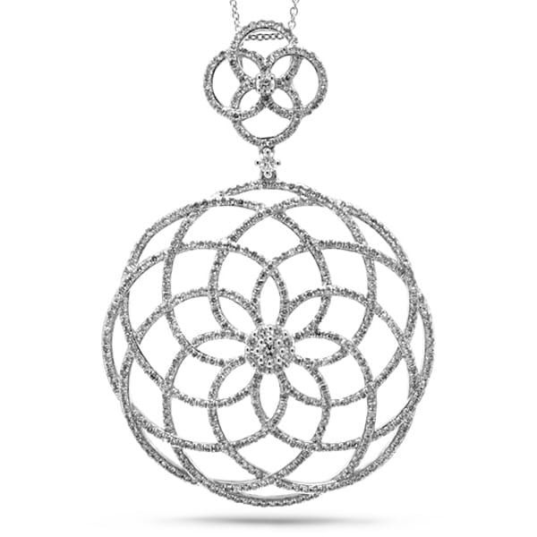 1.92ct 14k White Gold Diamond Lace Pendant Necklace