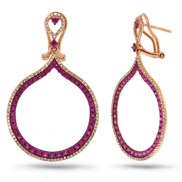 0.65ct Diamond & 1.71ct Pink Sapphire 14k Rose Gold Earrings