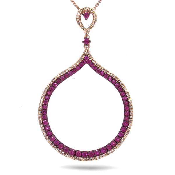 0.35ct Diamond & 0.86ct Pink Sapphire 14k Rose Gold Pendant Necklace