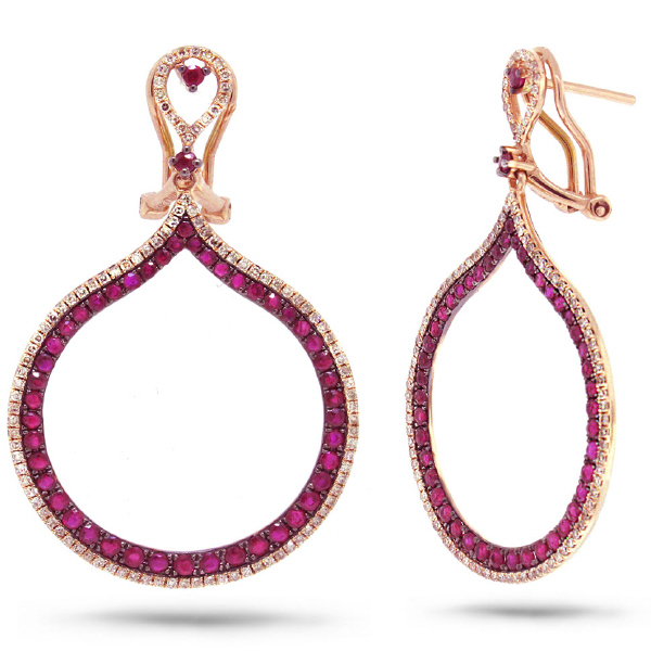 0.65ct Diamond & 2.06ct Ruby 14k Rose Gold Earrings