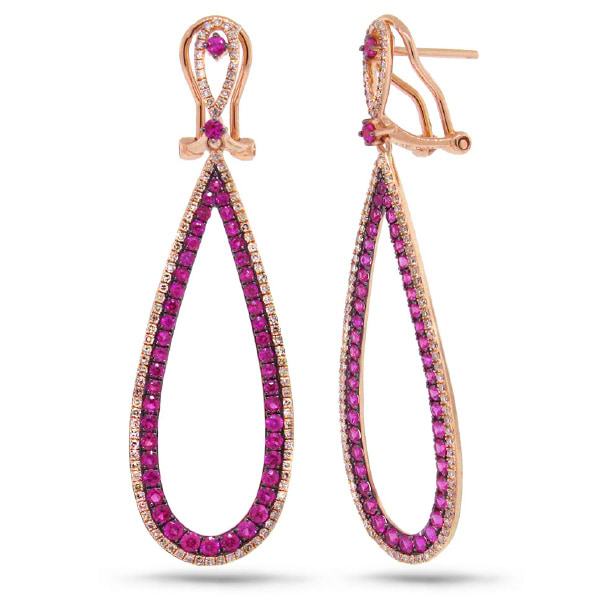 0.66ct Diamond & 1.75ct Pink Sapphire 14k Rose Gold Earrings