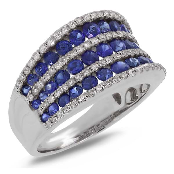 0.48ct Diamond & 1.83ct Blue Sapphire 14k White Gold Ring